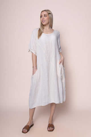 Linen Dress - OS10975-110 Linen Italia - Best Value Italian Linen and Cotton in Canada