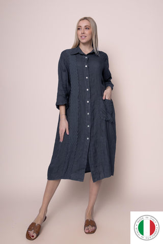 Linen Dress - OS13552-145 Linen Italia - Best Value Italian Linen and Cotton in Canada