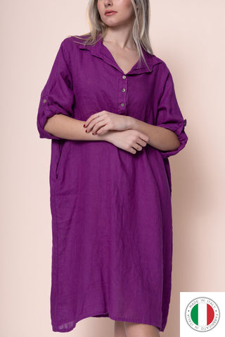 Linen Dress - OS18402-3 Linen Italia - Best Value Italian Linen and Cotton in Canada