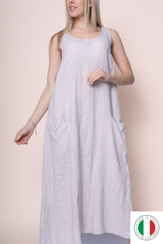 Linen Dress - OS6553-110 Linen Italia - Best Value Italian Linen and Cotton in Canada