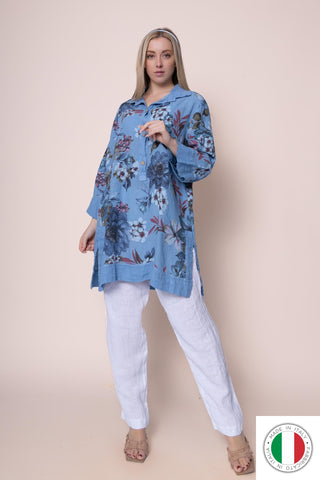 Linen Tunic - OS7815-185 Linen Italia - Best Value Italian Linen and Cotton in Canada